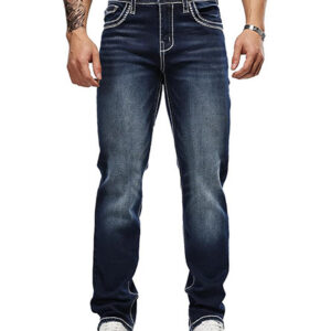 Classic Jeans with Embroidered Design